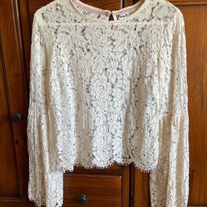 Chic Lace Women's Blouse in Cream